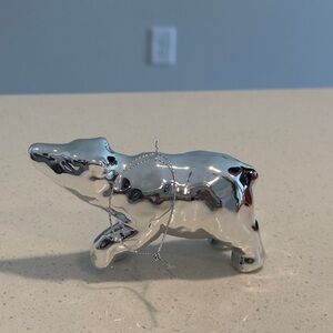 Silver Metallic Polar Bear Figurine